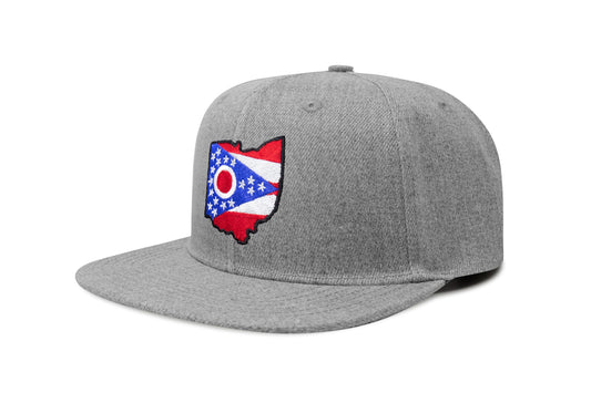 International Tie Stateline Flag Hat for Men and Women - Snapback Trucker Baseball Cap (Ohio, Grey Flatbill) - International Tie