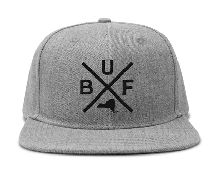 International Tie Texas Hat for Men and Women, BUF Snapback Trucker Baseball Cap, Embroidered Cross Logo (Grey Flatbill)