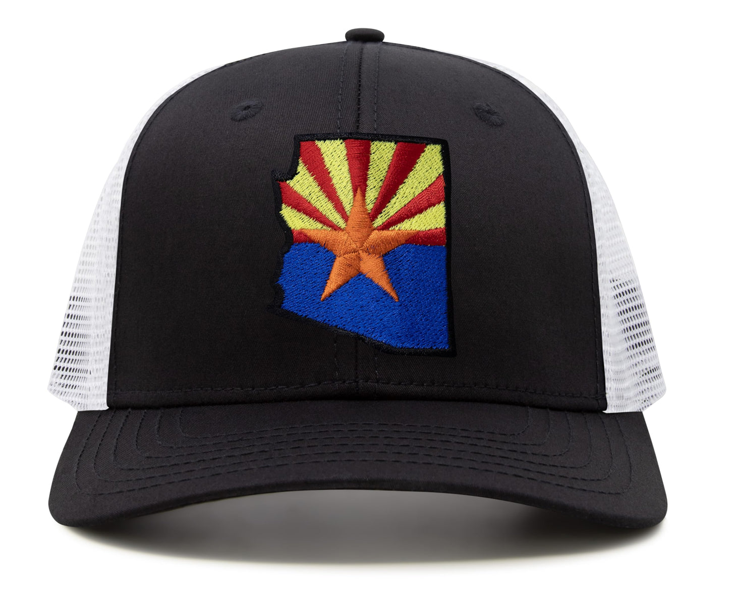 International Tie Stateline Flag Hat for Men and Women - Snapback Trucker Baseball Cap (Arizona, Black White)