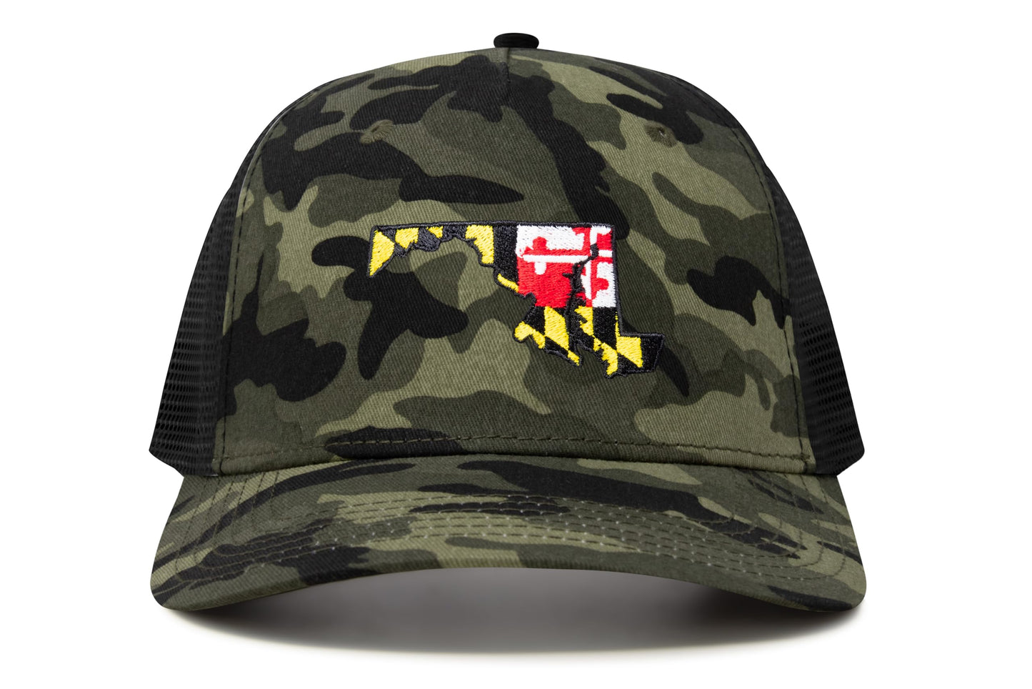 International Tie Stateline Flag Hat for Men and Women - Snapback Trucker Baseball Cap (Maryland, Camouflage) - International Tie