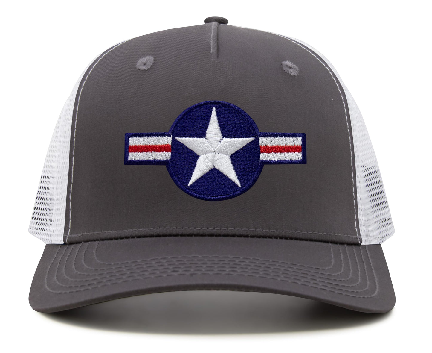 International Tie Air Force Hat for Men and Women - Snapback Trucker Baseball Cap (Grey/White)