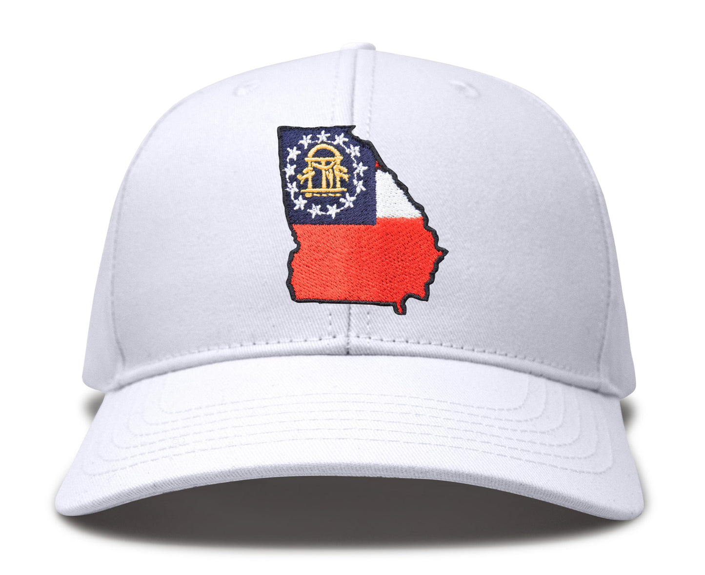 International Tie Stateline Flag Hat for Men and Women - Snapback Trucker Baseball Cap (Georgia, All White) - International Tie