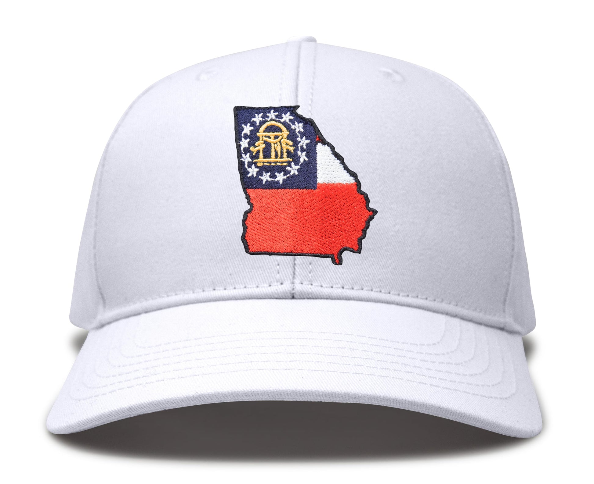 International Tie Stateline Flag Hat for Men and Women - Snapback Trucker Baseball Cap (Georgia, All White) - International Tie