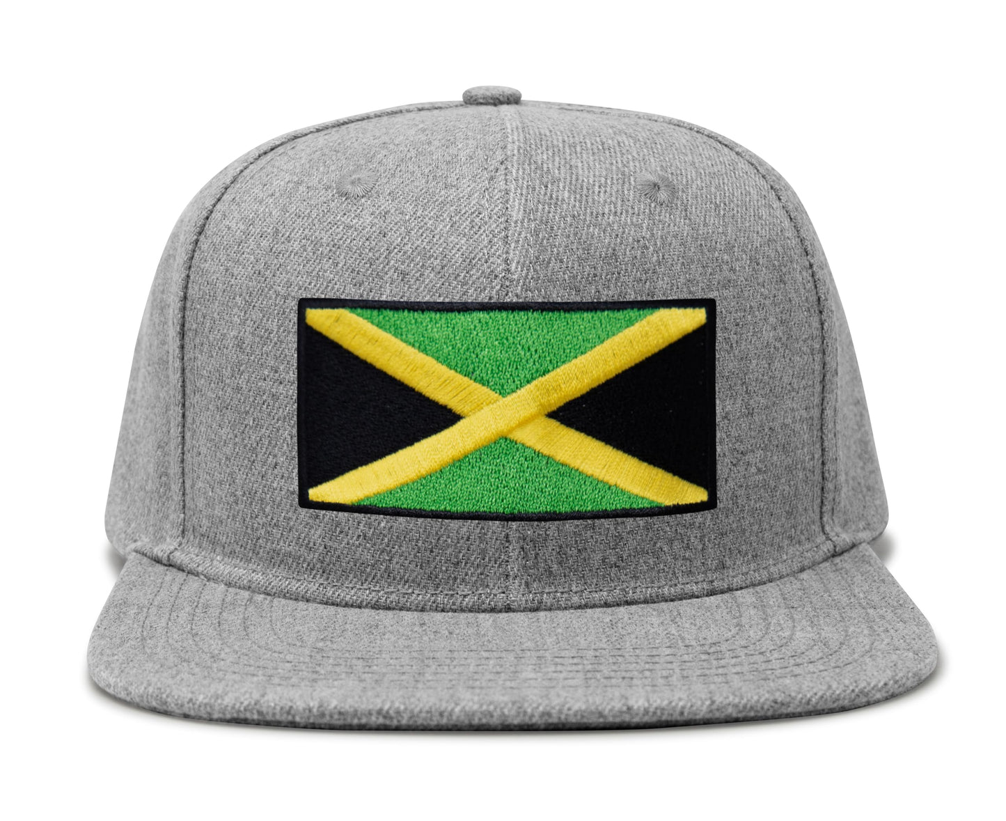 International Tie Jamaican Flag Hat for Men and Women - Jamaica Snapback Trucker Baseball Cap (Grey Flatbill)