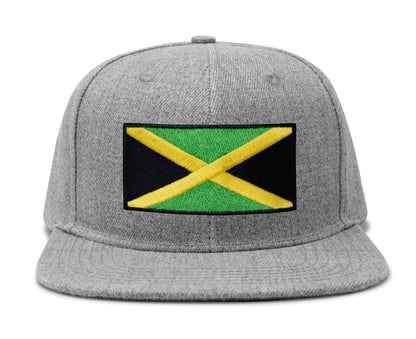 International Tie Jamaican Flag Hat for Men and Women - Jamaica Snapback Trucker Baseball Cap (Grey Flatbill)