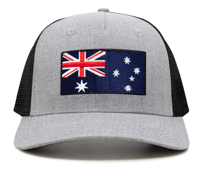 Australia Flag Hat for Men and Women – Snapback Trucker Baseball Cap by International Tie (Grey Black)
