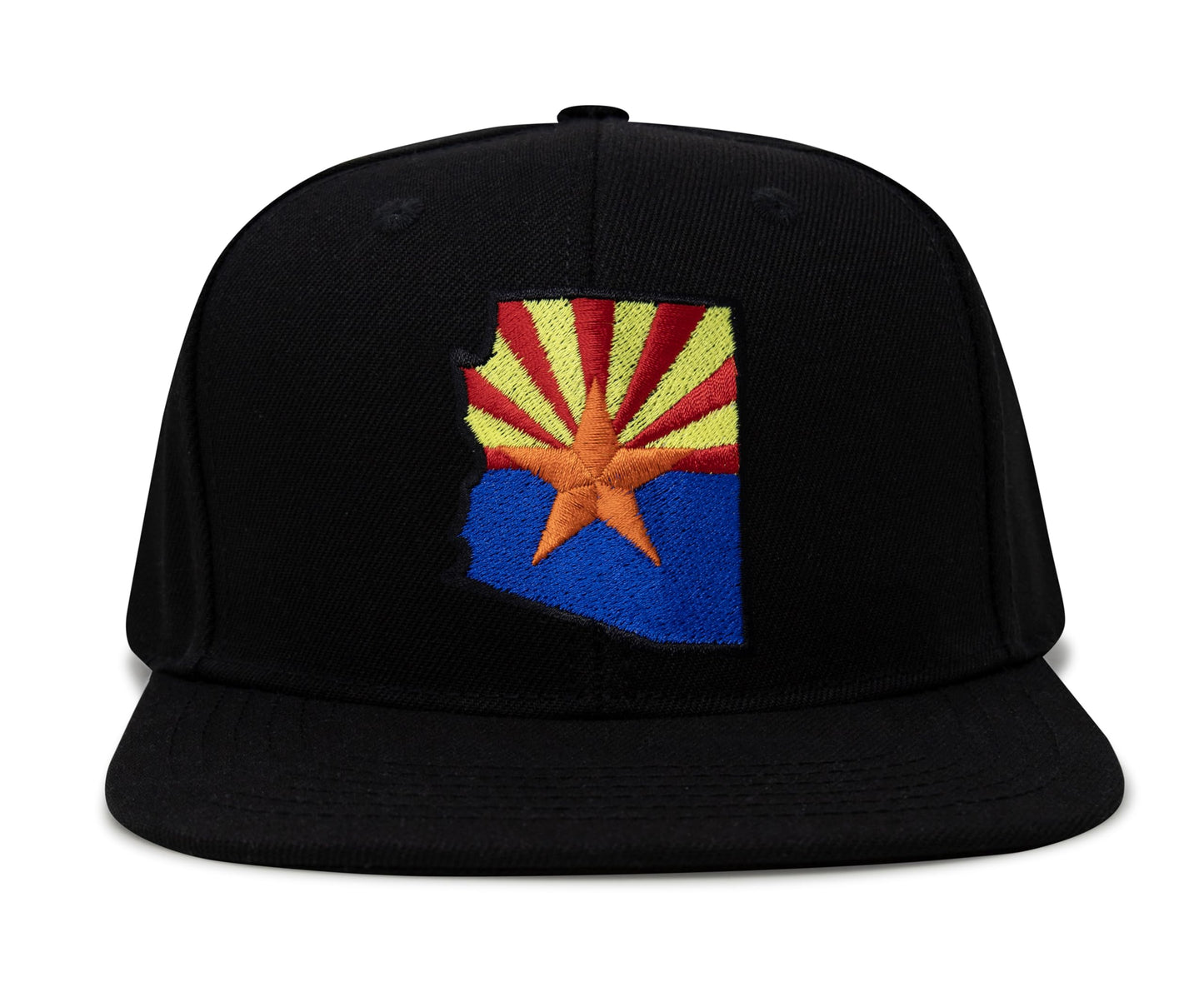 International Tie Stateline Flag Hat for Men and Women - Snapback Trucker Baseball Cap (Arizona, Black Flatbill)