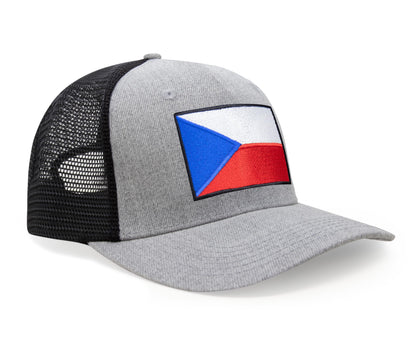 International Tie Premium Czech Republic Flag Hat for Men and Women - Snapback Trucker Baseball Cap (Grey Black)