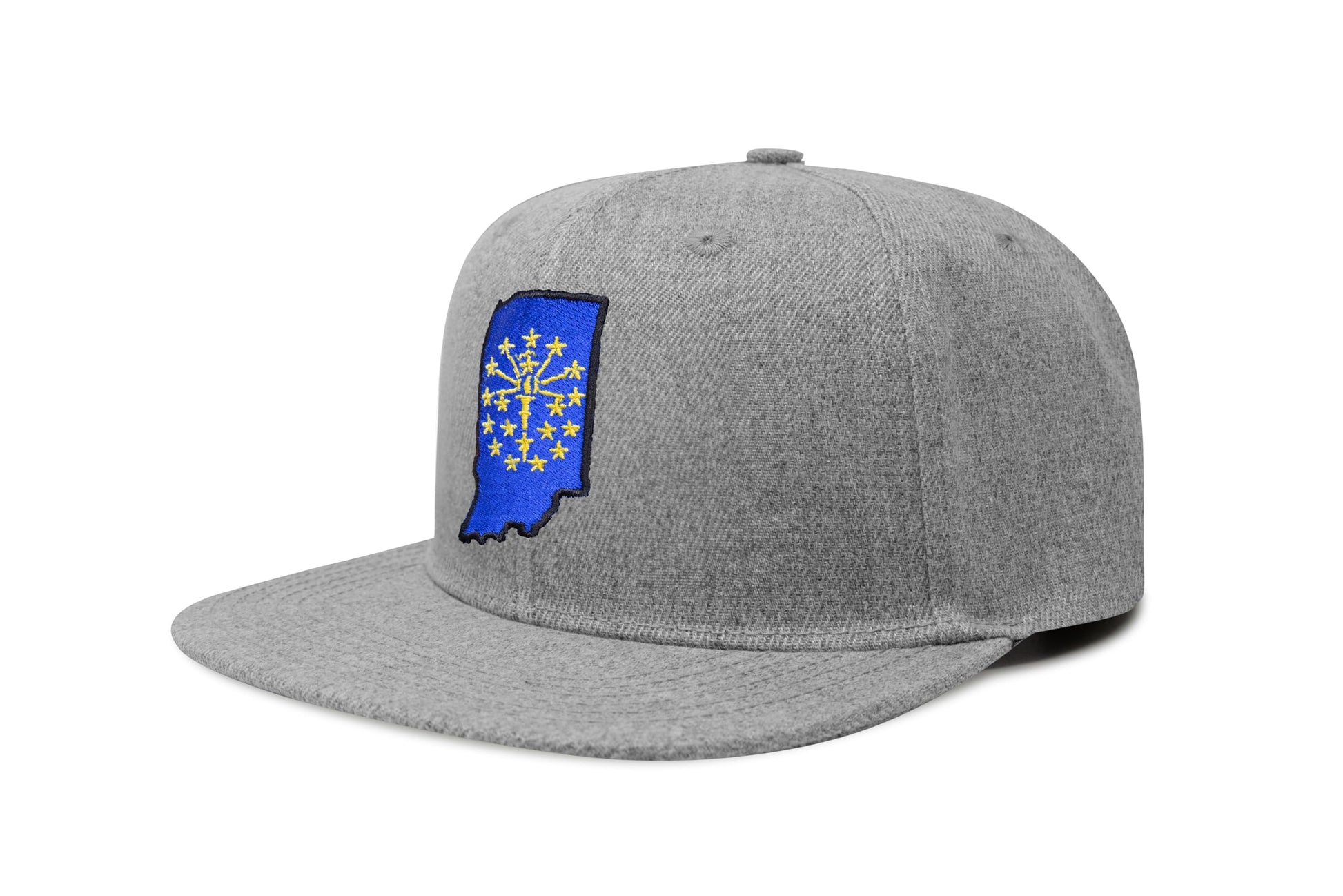 International Tie Stateline Flag Hat for Men and Women - Snapback Trucker Baseball Cap (Indiana, Grey Flatbill) - International Tie