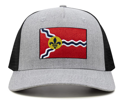 St. Louis Flag Hat for Men and Women – Snapback Trucker Baseball Cap by International Tie (Grey Black)