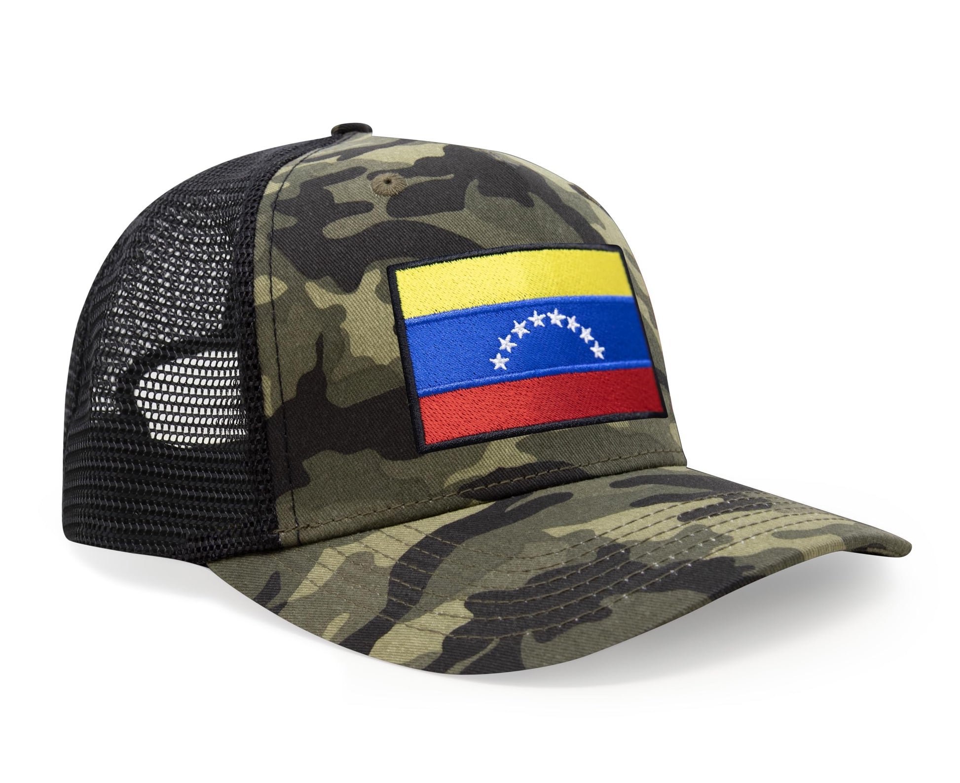 International Tie Country Hat for Men and Women, Adjustable Snapback Trucker Baseball Cap with Embroidered Patch (Venezuela, Camouflage) - International Tie