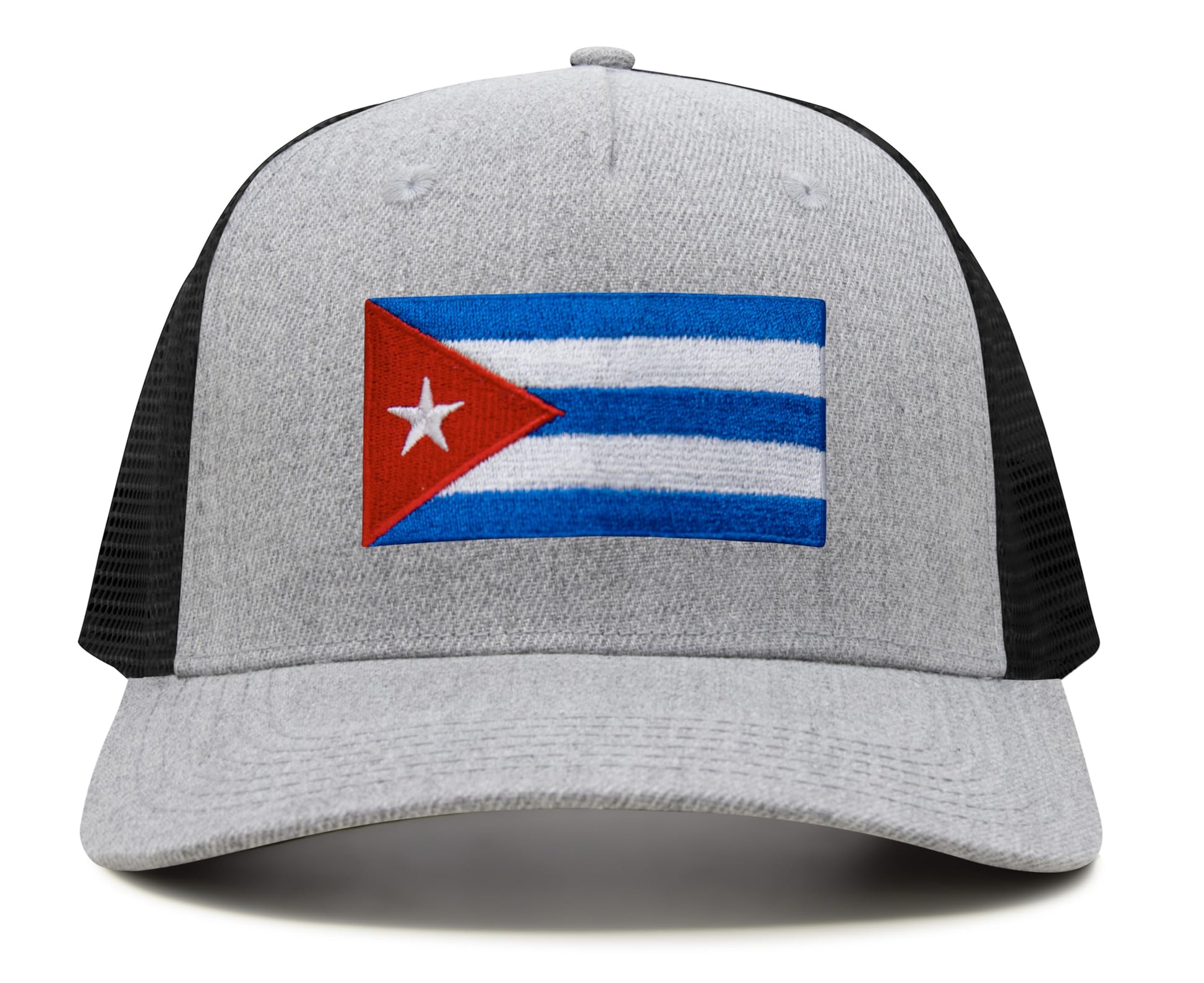 International Tie Country Hat for Men and Women, Adjustable Snapback Trucker Baseball Cap with Embroidered Patch (Cuba, Grey Black) - International Tie