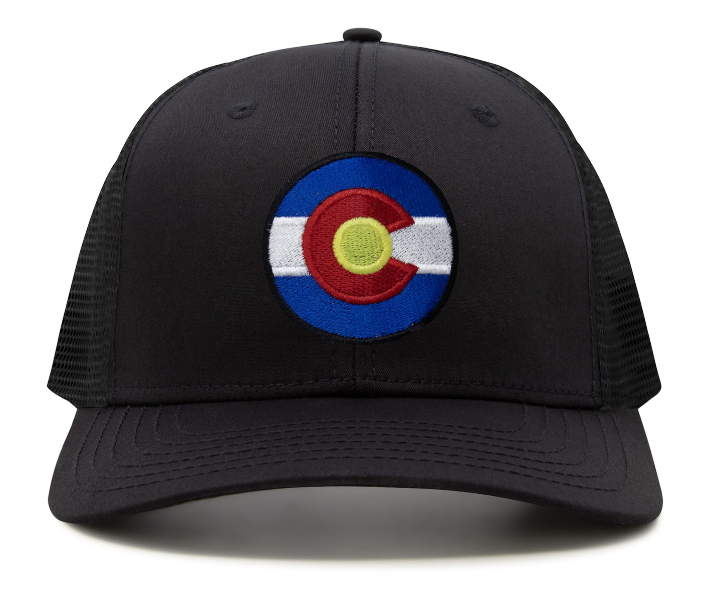 International Tie Stateline Flag Hat for Men and Women - Snapback Trucker Baseball Cap (Colorado, All Black)