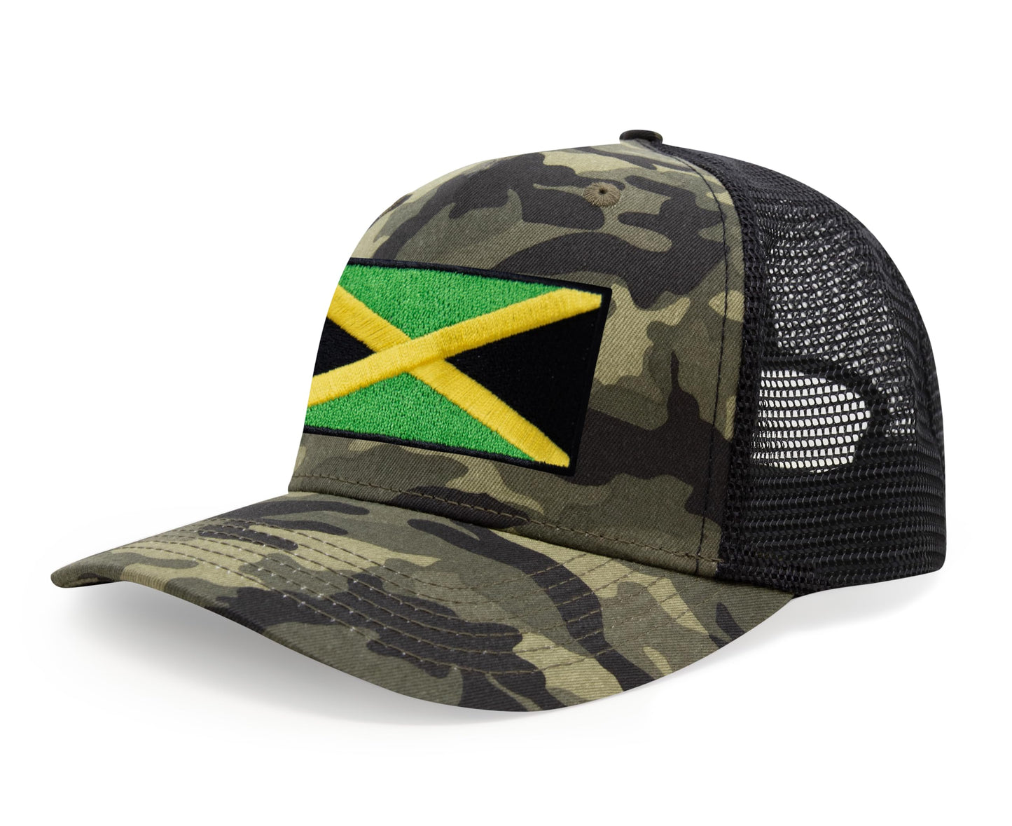International Tie Jamaican Flag Hat for Men and Women - Jamaica Snapback Trucker Baseball Cap (Camouflage)