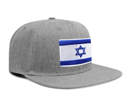 International Tie Israel Flag Hat for Men and Women â Snapback Trucker Baseball Cap (Grey Flatbill)