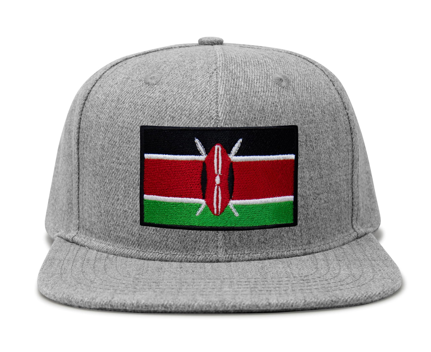 International Tie Kenya Flag Hat for Men and Women - Adjustable Snapback Trucker Baseball Cap (Grey Flatbill)