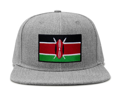 International Tie Kenya Flag Hat for Men and Women - Adjustable Snapback Trucker Baseball Cap (Grey Flatbill)