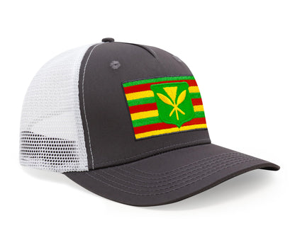 International Tie Kanaka Maoli Hat for Men and Women - Snapback Trucker Baseball Cap (Grey/White)