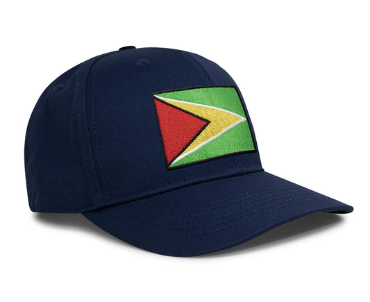 International Tie Country Hat for Men and Women, Adjustable Snapback Trucker Baseball Cap with Embroidered Patch (Guyana, All Navy) - International Tie