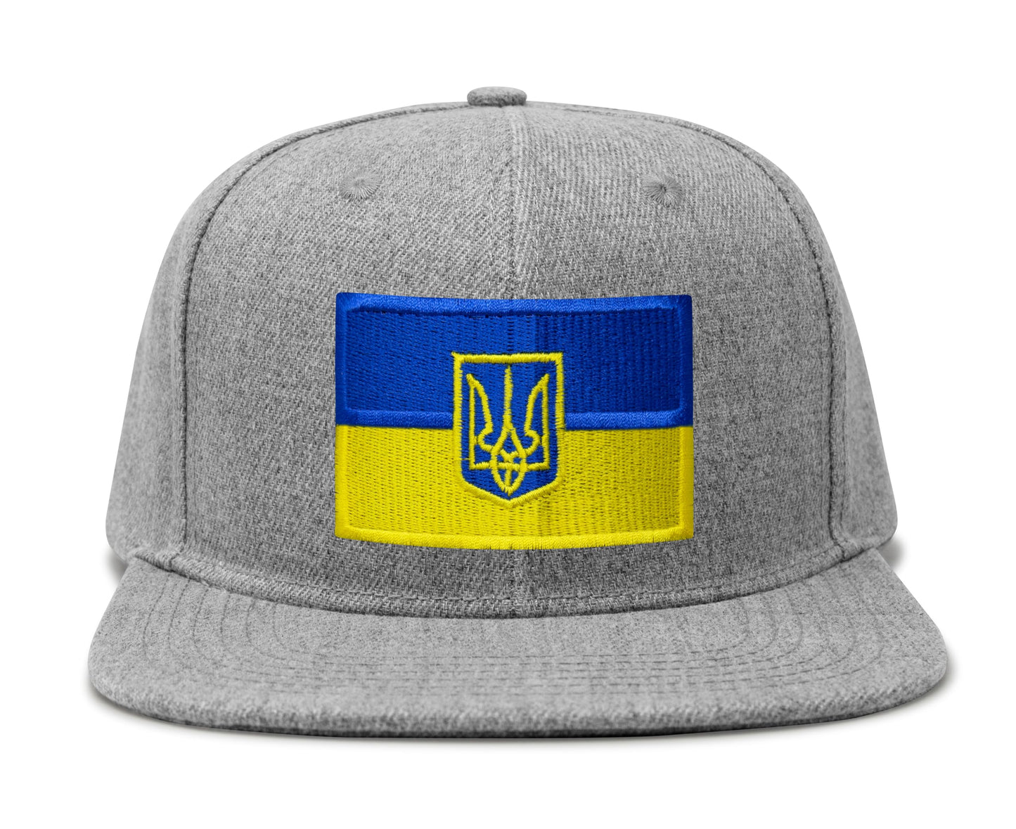 International Tie Country Hat for Men and Women, Adjustable Snapback Trucker Baseball Cap with Embroidered Patch (Ukraine, Grey Flatbill)