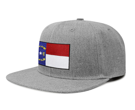 International Tie North Carolina Flag Trucker Hat for Men and Women – Snapback Baseball Cap (Grey Flatbill)