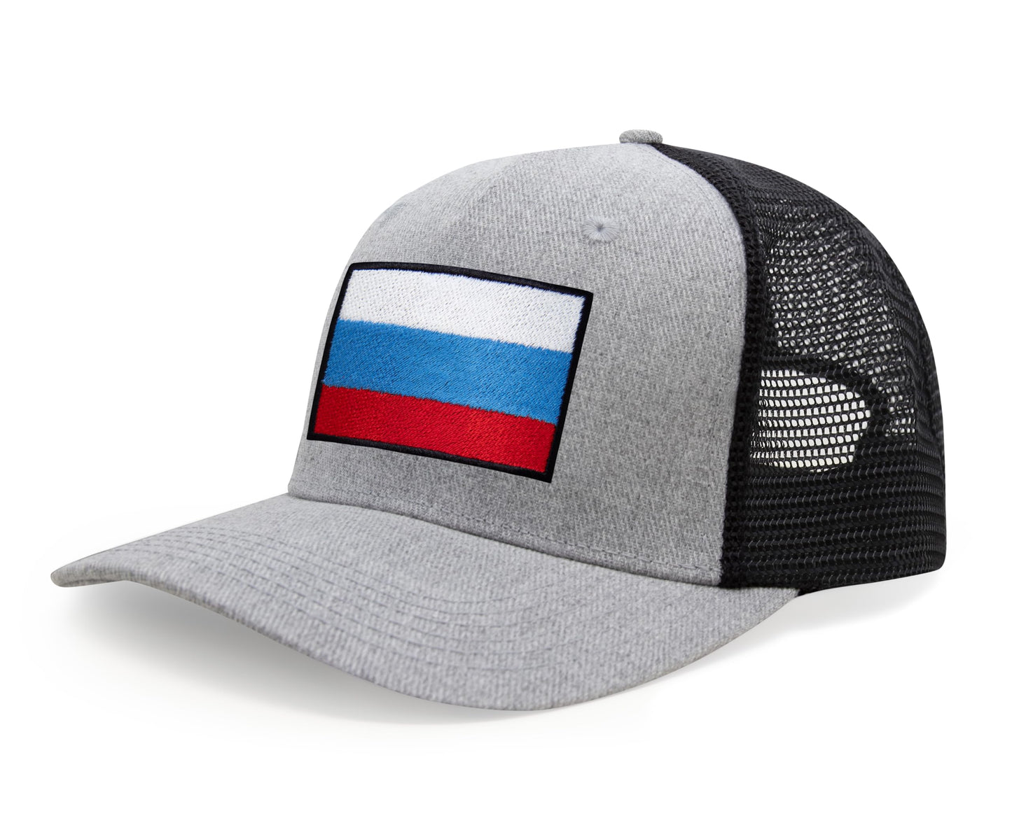 International Tie Russian Flag Hat for Men and Women - Adjustable Snapback Trucker Baseball Cap (Grey Black)