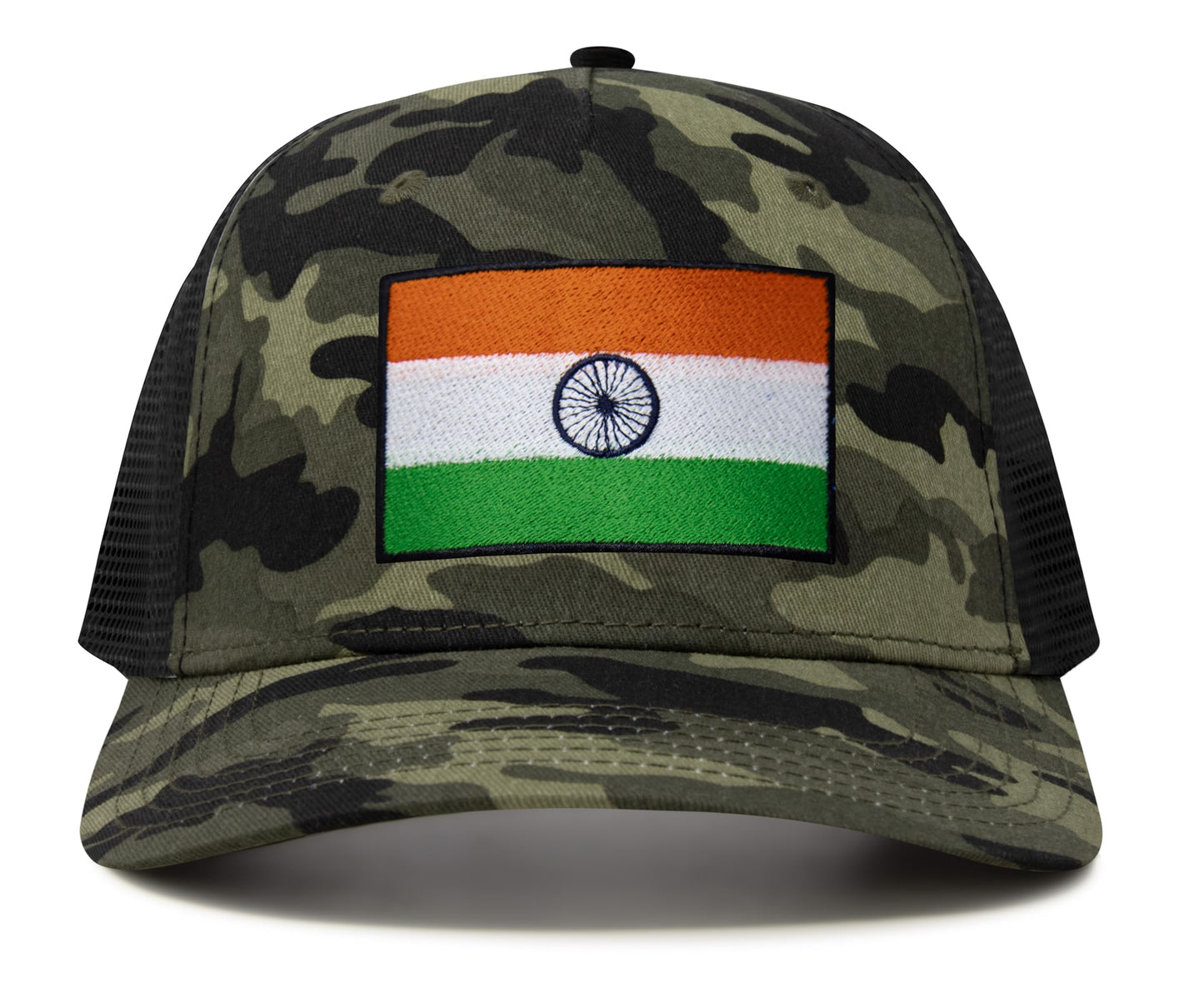 International Tie Indian Flag Hat for Men and Women - Adjustable India Snapback Trucker Baseball Cap (Camouflage)