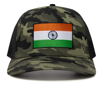 International Tie Indian Flag Hat for Men and Women - Adjustable India Snapback Trucker Baseball Cap (Camouflage)