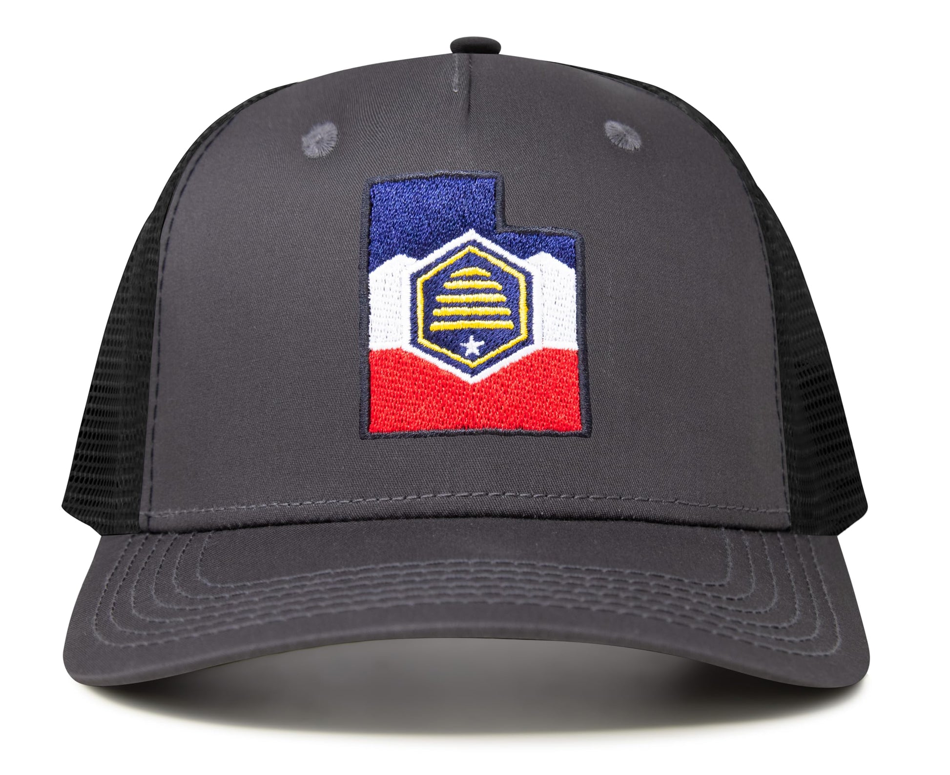 International Tie Stateline Flag Hat for Men and Women - Snapback Trucker Baseball Cap (Utah, Dark Grey) - International Tie