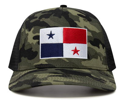 International Tie Panama Flag Hat for Men and Women - Adjustable Snapback Trucker Baseball Cap (Camouflage)