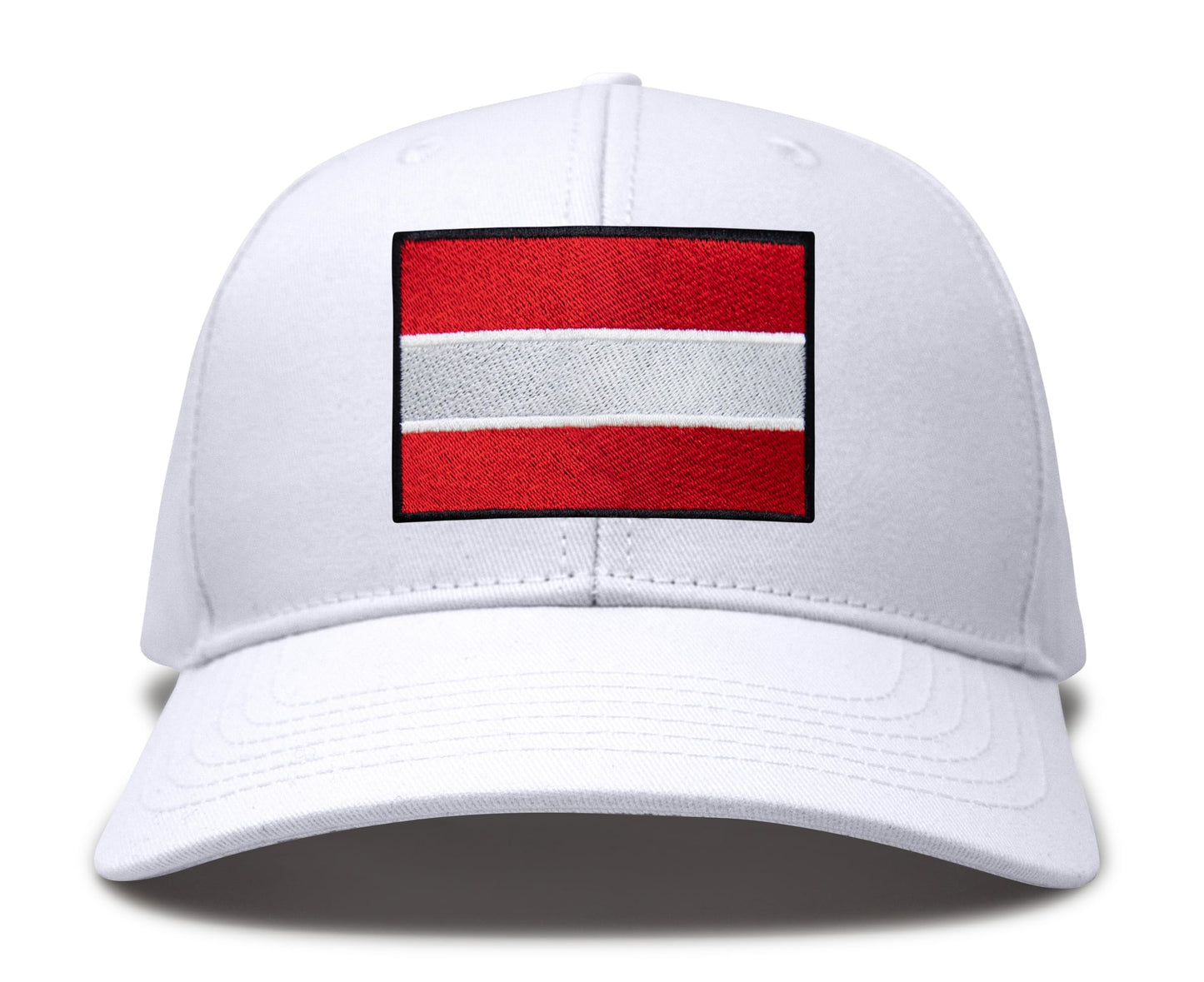 International Tie Country Hat for Men and Women, Adjustable Snapback Trucker Baseball Cap with Embroidered Patch (Austria, All White)