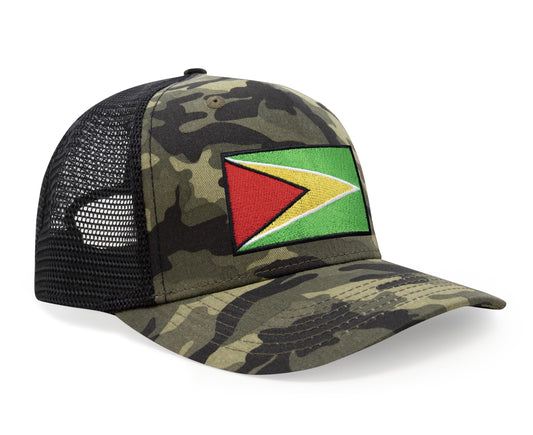 International Tie Country Hat for Men and Women, Adjustable Snapback Trucker Baseball Cap with Embroidered Patch (Guyana, Camouflage) - International Tie