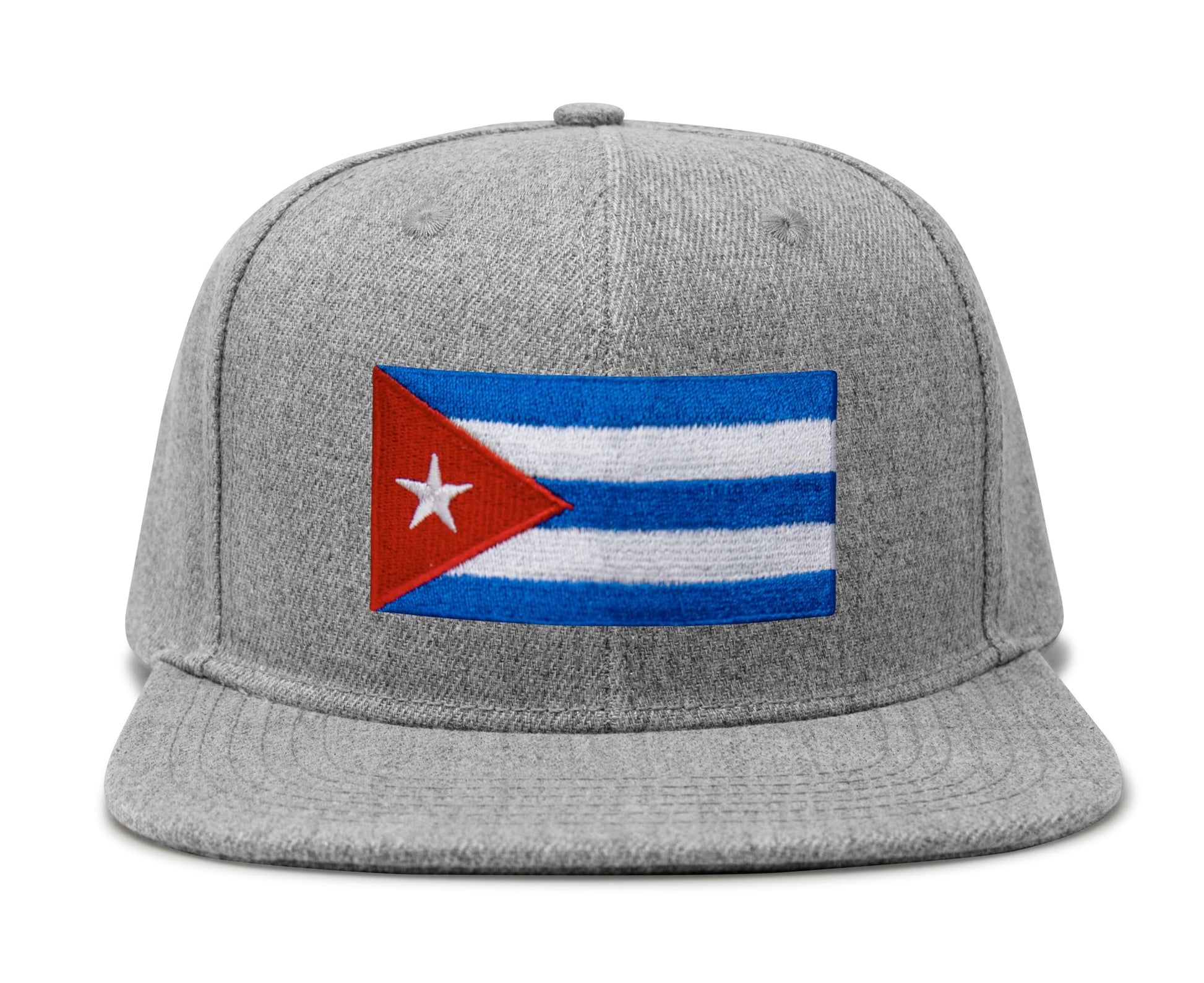 International Tie Country Hat for Men and Women, Adjustable Snapback Trucker Baseball Cap with Embroidered Patch (Cuba, Grey Flatbill) - International Tie
