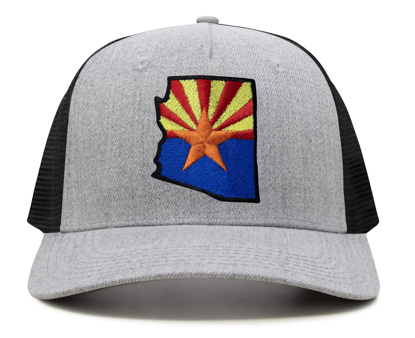 International Tie Stateline Flag Hat for Men and Women - Snapback Trucker Baseball Cap (Arizona, Grey Black)