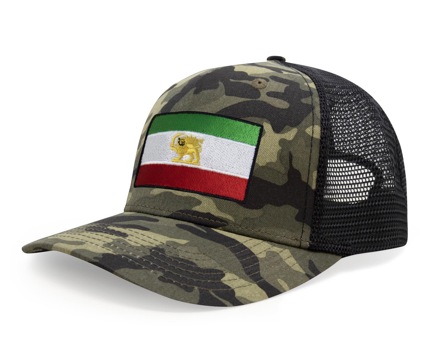 International Tie Country Flag Hat for Men and Women - Snapback Trucker Baseball Cap (Iran, Camouflage)