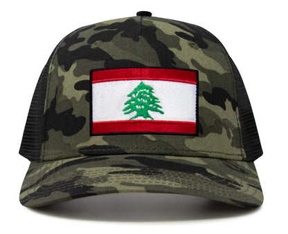 International Tie Lebanon Flag Hat for Men and Women - Adjustable Snapback Trucker Baseball Cap (Camouflage)