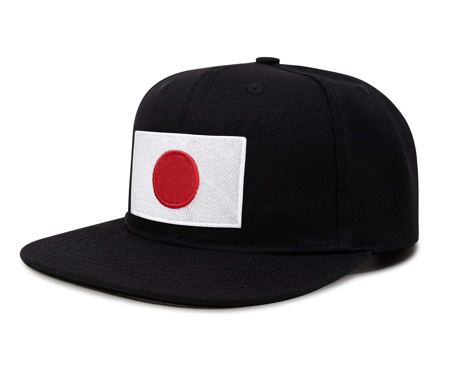 International Tie Country Hat for Men and Women, Adjustable Snapback Trucker Baseball Cap with Embroidered Patch (Japan, Black Flatbill) - International Tie