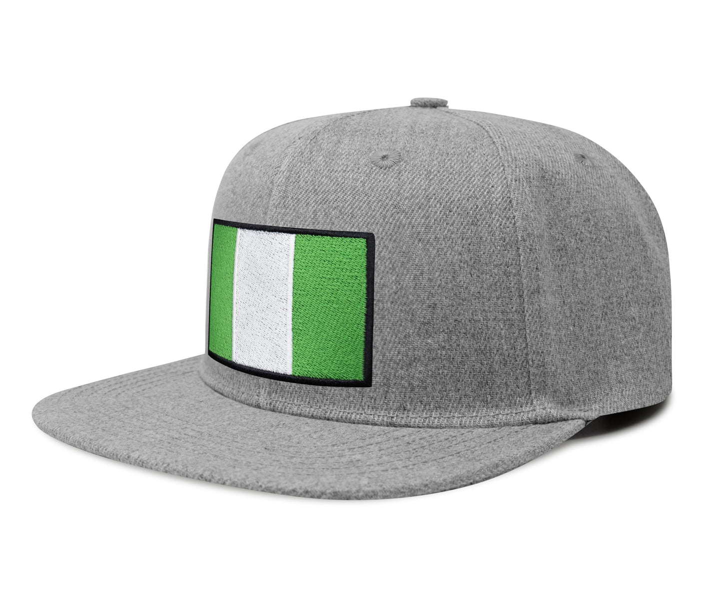 International Tie Country Hat for Men and Women, Adjustable Snapback Trucker Baseball Cap with Embroidered Patch (Nigeria, Grey Flatbill) - International Tie