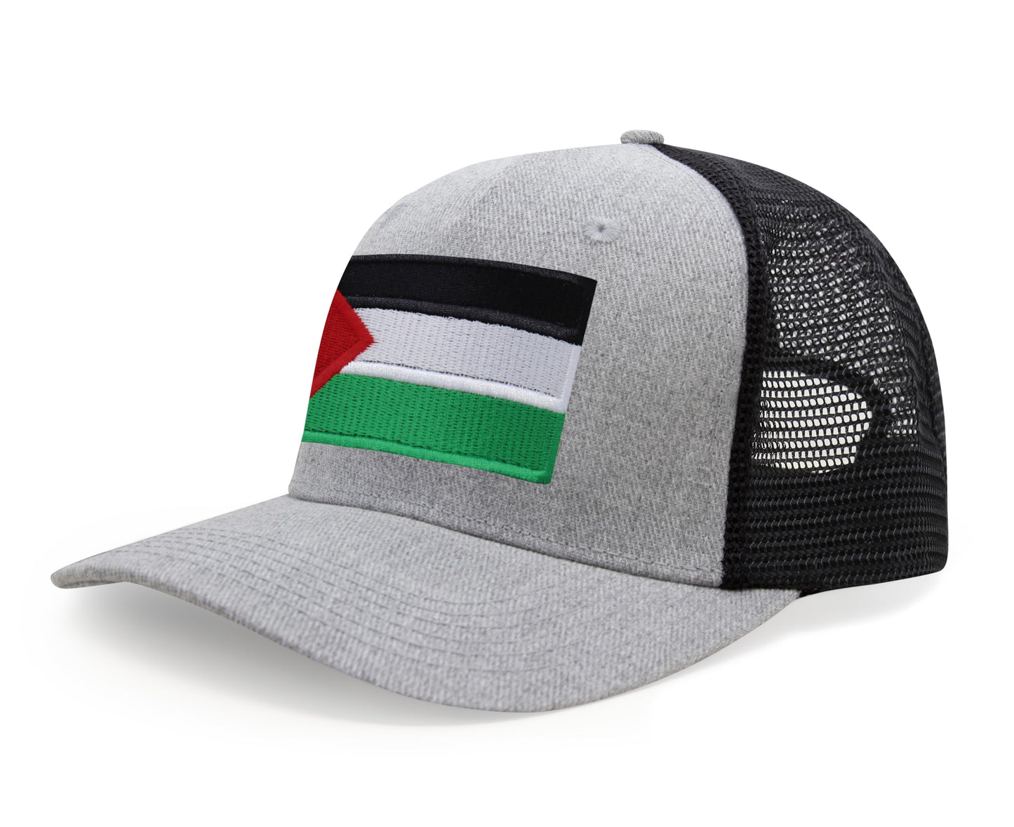 International Tie Palestine Hat for Men and Women - Snapback Trucker Baseball Cap (Grey/Black)