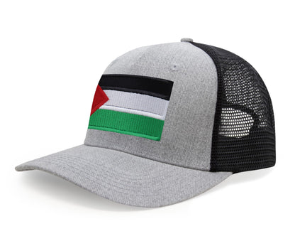 International Tie Palestine Hat for Men and Women - Snapback Trucker Baseball Cap (Grey/Black)