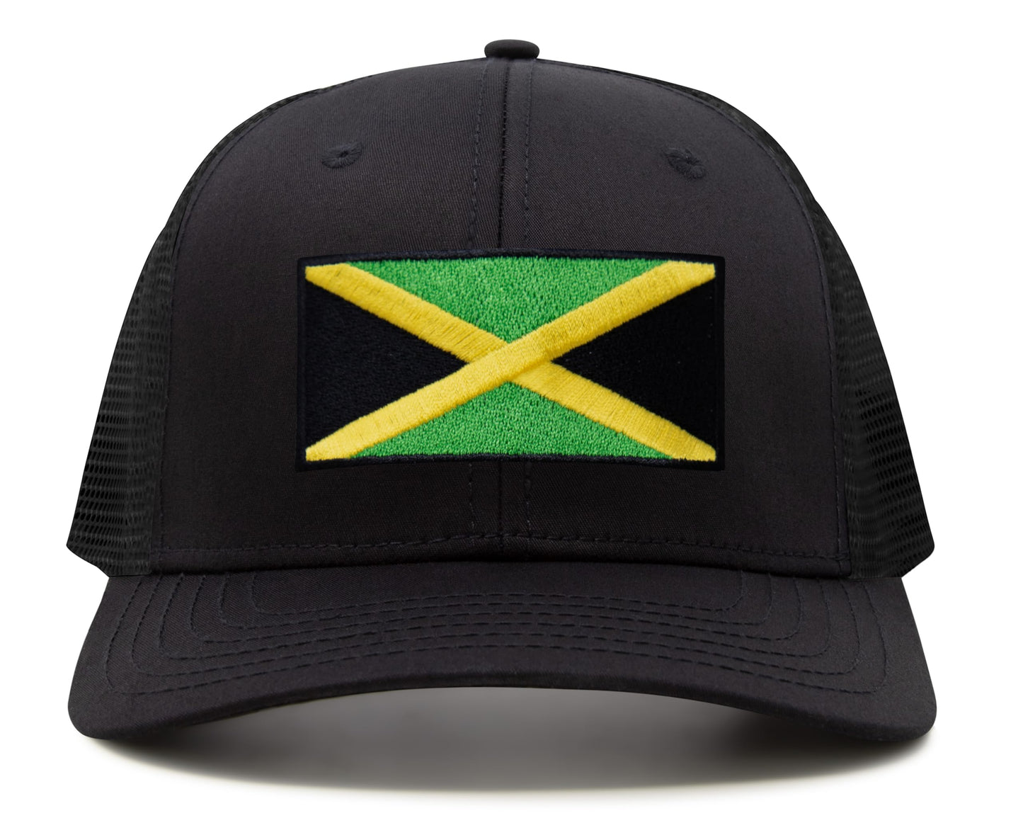 International Tie Jamaican Flag Hat for Men and Women - Jamaica Snapback Trucker Baseball Cap (All Black)