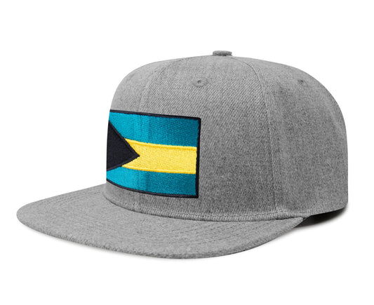Bahamas Flag Hat for Men and Women – Adjustable Bahamian Snapback Baseball Cap by International Tie (Grey Flatbill)