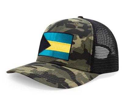 Bahamas Flag Hat for Men and Women – Adjustable Bahamian Snapback Baseball Cap by International Tie (Camouflage)