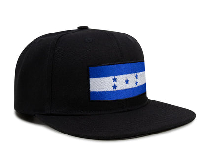 International Tie Honduras Flag Hat for Men and Women - Adjustable Snapback Trucker Baseball Cap (Black Flatbill)