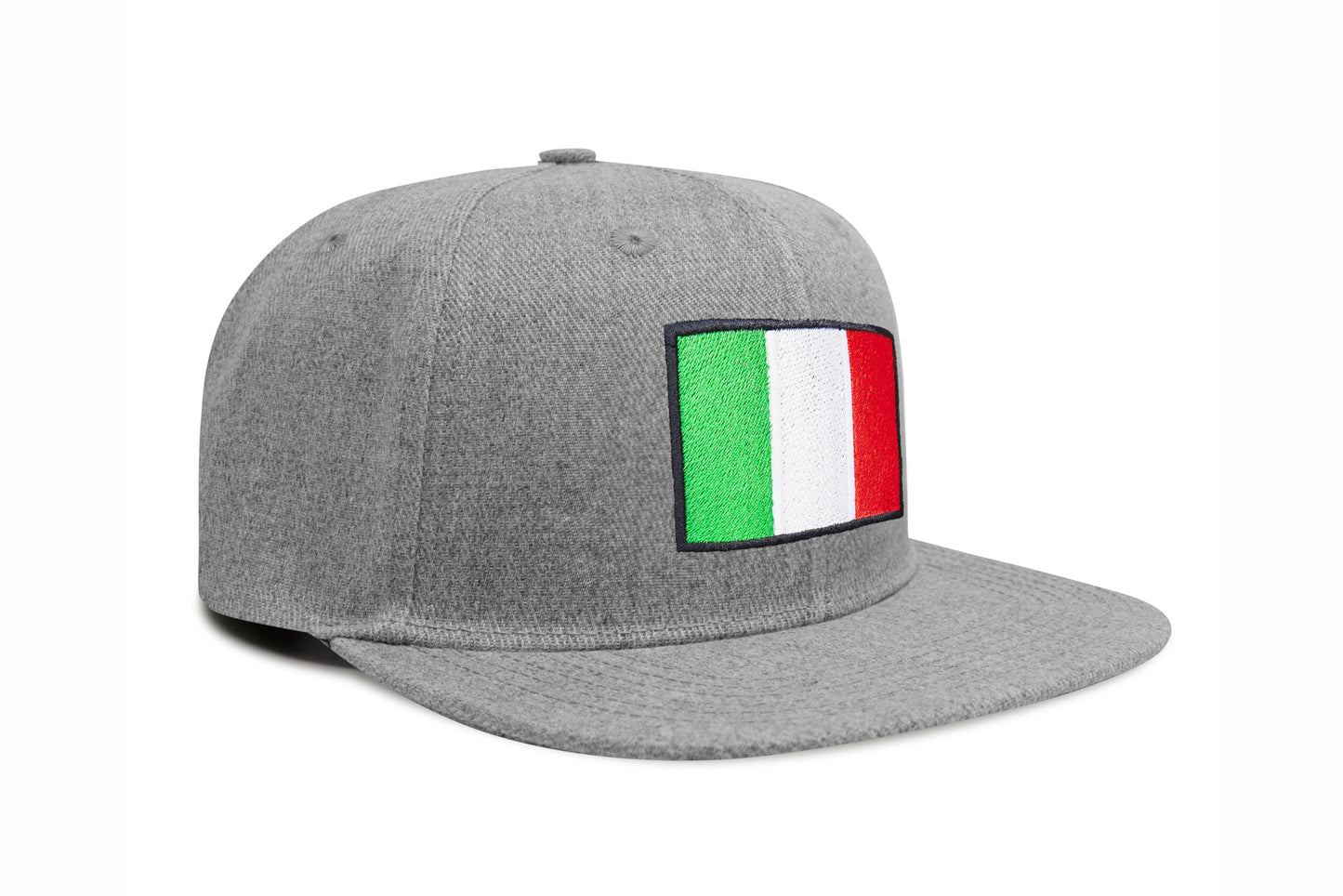 International Tie Country Hat for Men and Women, Adjustable Snapback Trucker Baseball Cap with Embroidered Patch (Italy, Grey Flatbill)