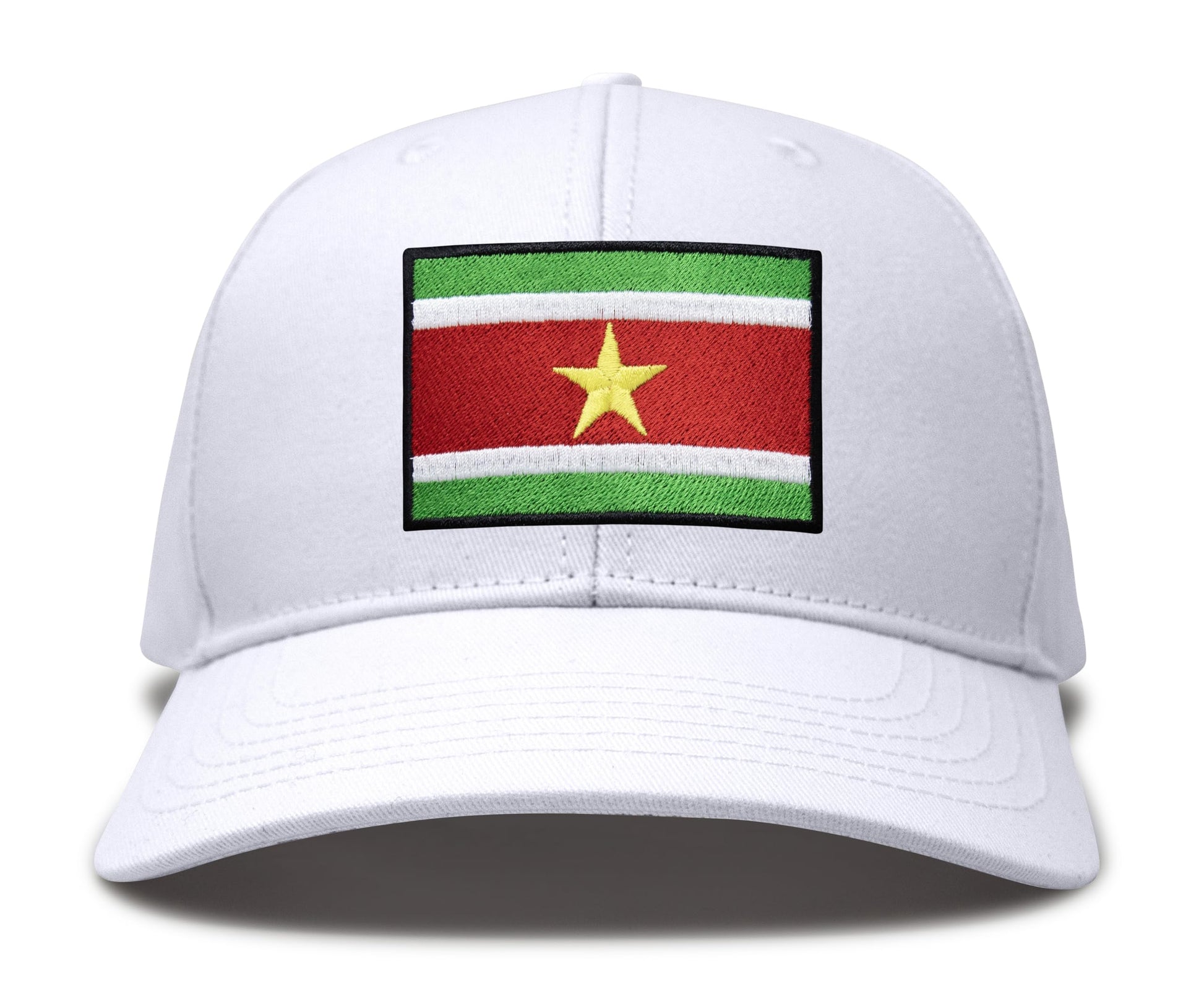 International Tie Country Hat for Men and Women, Adjustable Snapback Trucker Baseball Cap with Embroidered Patch (Suriname, All White) - International Tie
