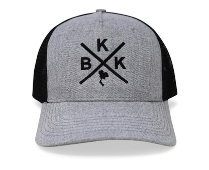 International Tie Bangkok BKK Hat for Men and Women - Snapback Trucker Baseball Cap (Grey/Black)