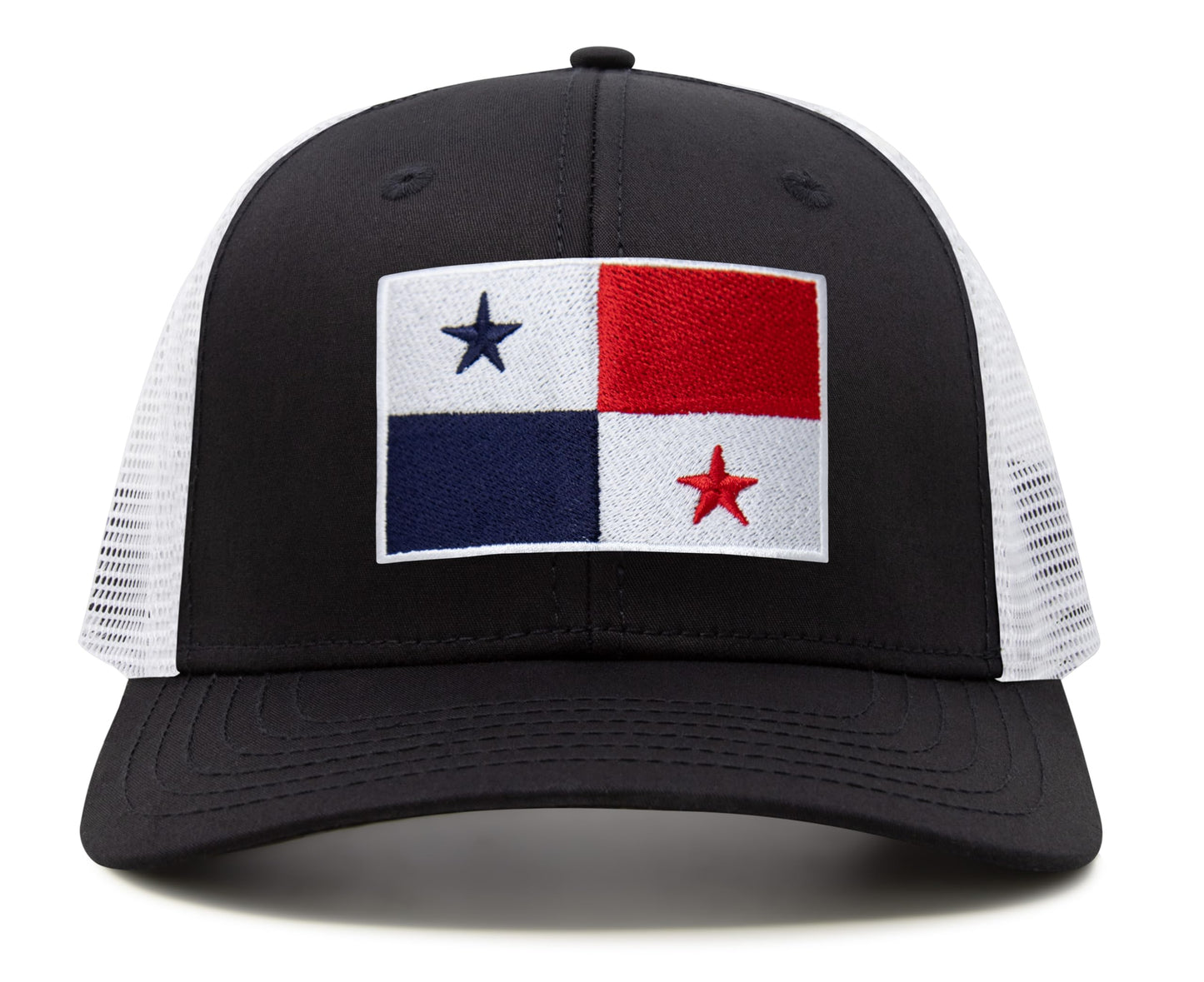 International Tie Panama Flag Hat for Men and Women - Adjustable Snapback Trucker Baseball Cap (Black White)