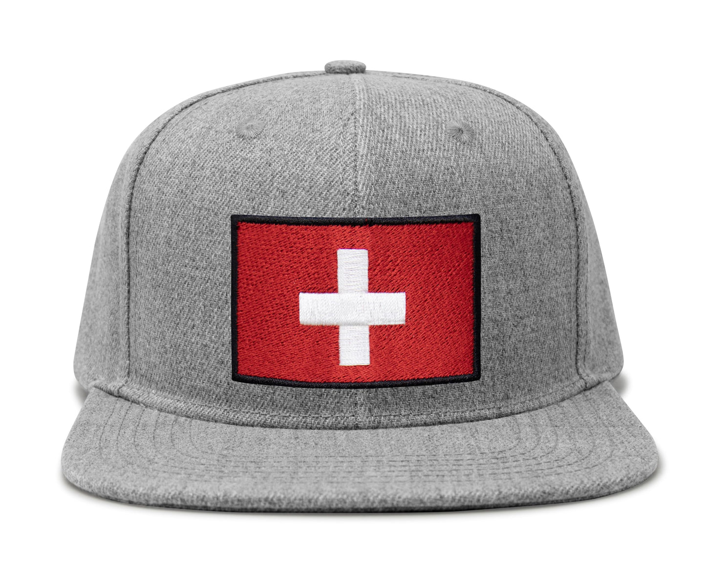 International Tie Swiss Flag Hat for Men and Women - Switzerland Snapback Trucker Baseball Cap (Grey Flatbill)