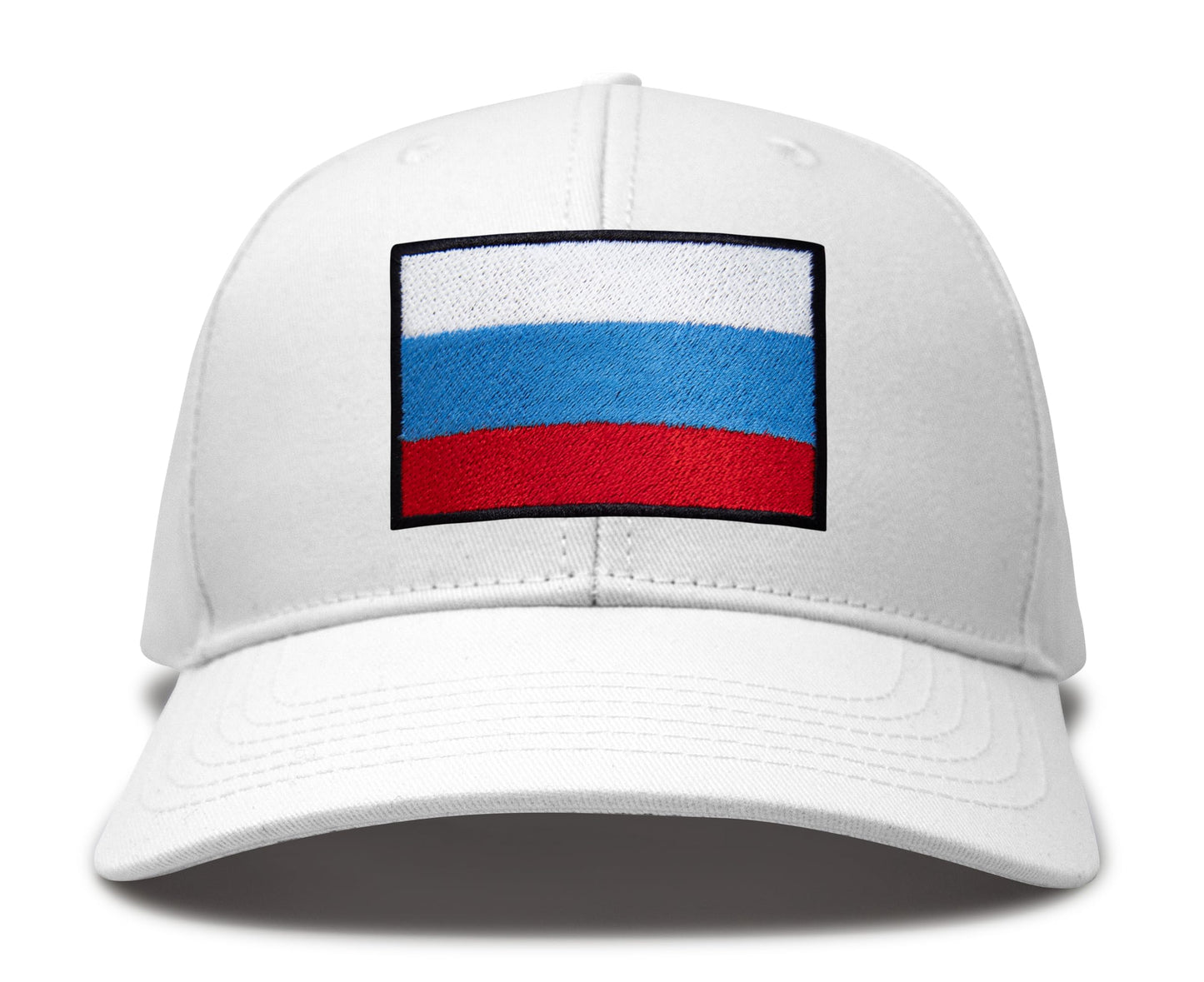 International Tie Russian Flag Hat for Men and Women - Adjustable Snapback Trucker Baseball Cap (All White)